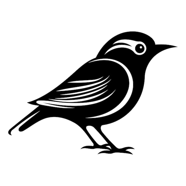 Black silhouette of a sparrow on a white background vector illustration