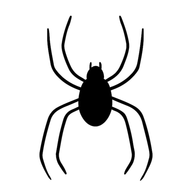 흰색 배경에 고립 된 검은 실루엣 거미 유독하고 무서운 곤충 할로윈 디자인