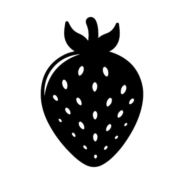 A black silhouette of a strawberry clip art sketch