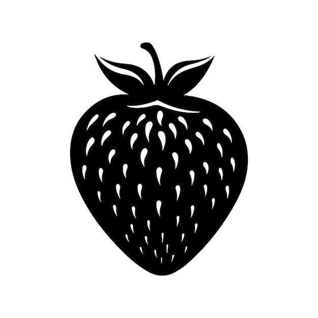 A black silhouette of a strawberry clip art vector