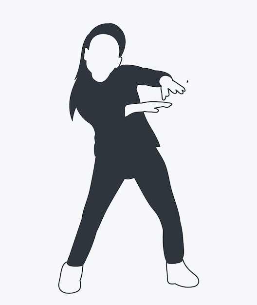 Vector black silhouette of teenage girl dancing or women silhouette