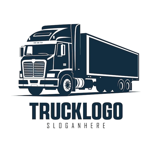 Vector black silhouette truck logo icon truck vector illustration