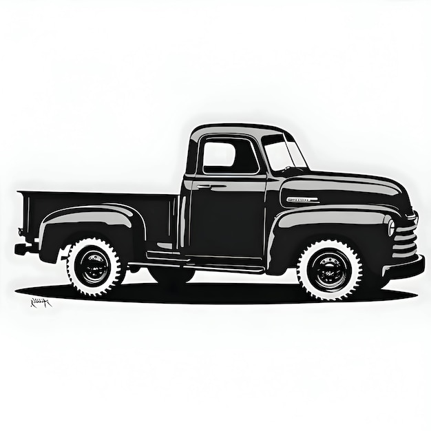 Black silhouette of a truck on white background