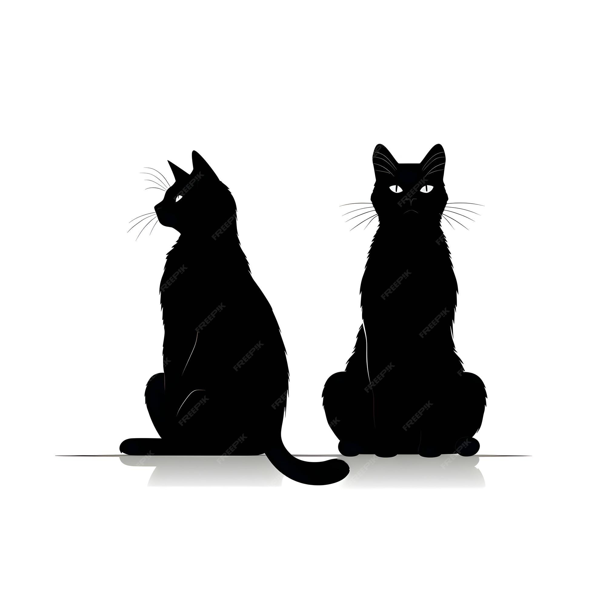 Premium Vector  White background black silhouette two cats