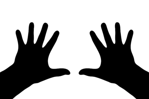 Black silhouette of two male palms