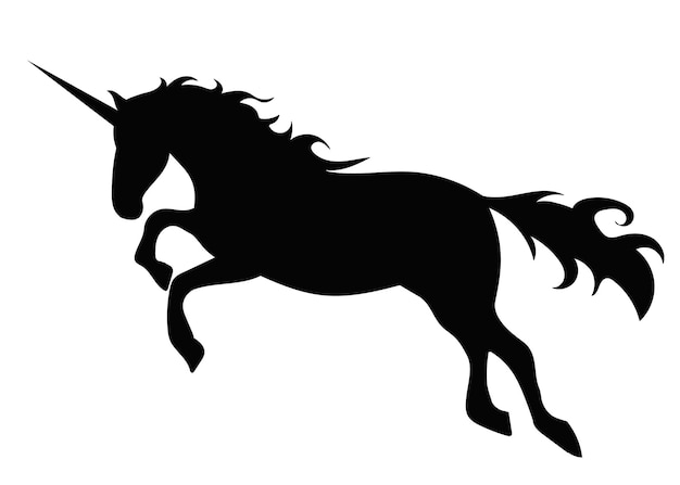Black silhouette unicorn vector isolated on white background