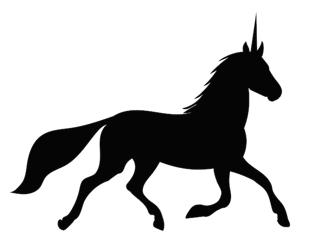 Black silhouette unicorn vector on white background