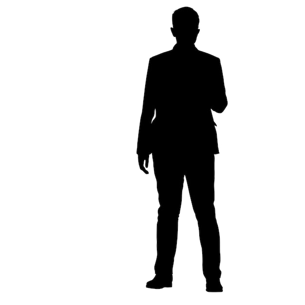 Black silhouette of a walking man on a white background