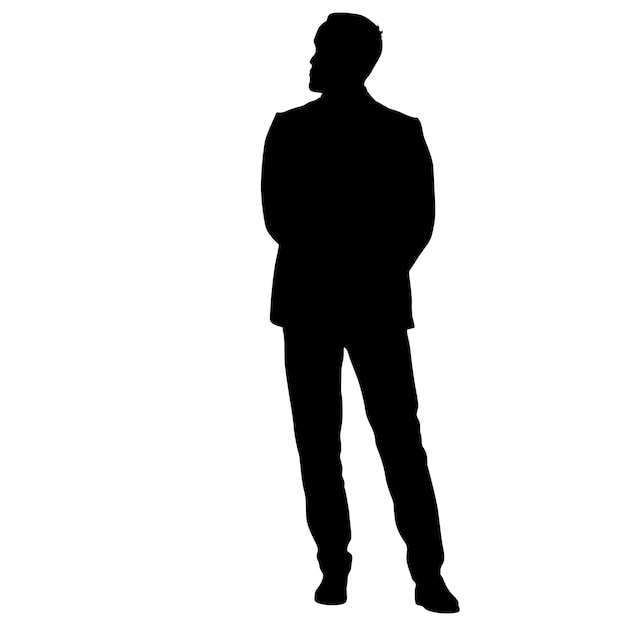 Vector black silhouette of a walking man on a white background