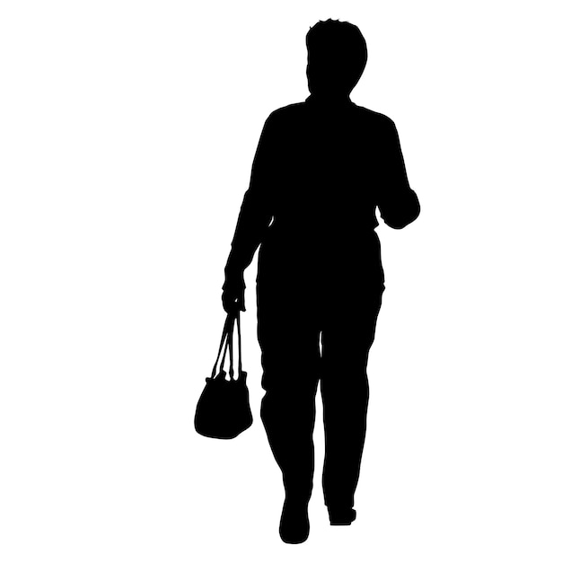 Black silhouette woman standing people on white background