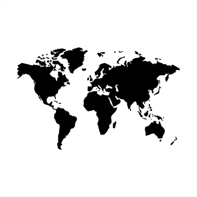 Vector a black silhouette world map