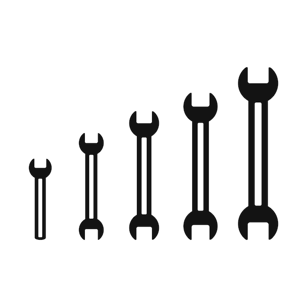 Black silhouette of Wrenches vector