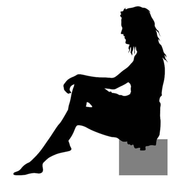 Black silhouettes of beautiful woman on white background vector illustration