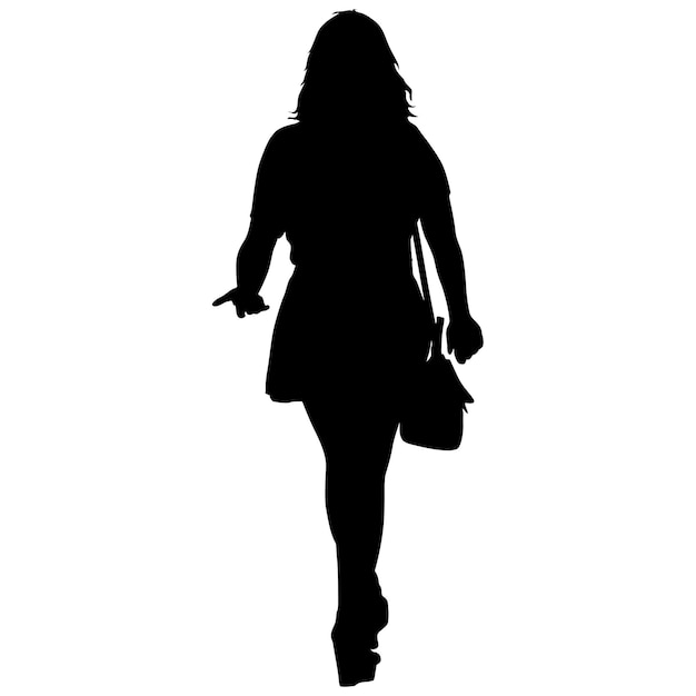 Black silhouettes of beautiful woman on white background Vector illustration