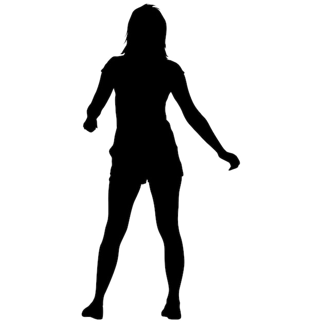 白い背景のベクトル図に美しい女性の黒いシルエット