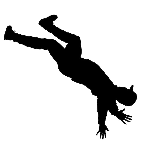 Vector black silhouettes breakdancer on a white background