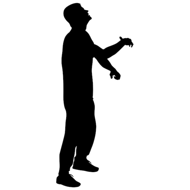 Vector black silhouettes breakdancer on a white background