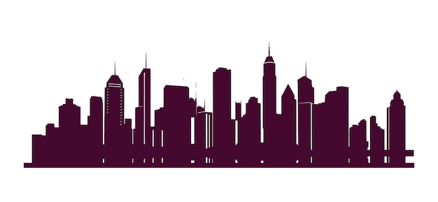 Vector black silhouettes of cityscapes on a white background