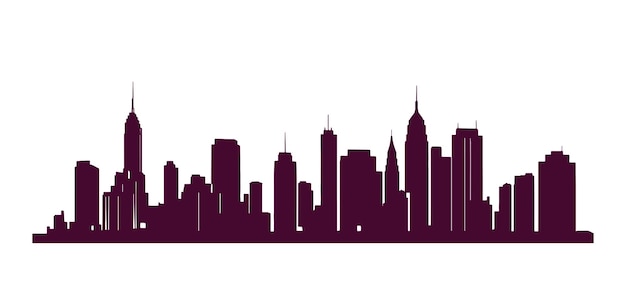 Vector black silhouettes of cityscapes on a white background