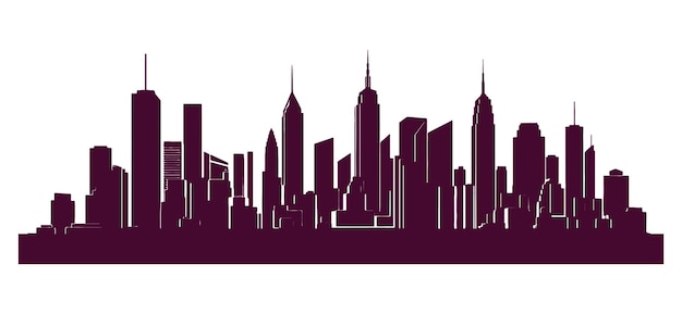 Vector black silhouettes of cityscapes on a white background