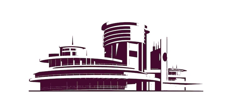 Vector black silhouettes of cityscapes on a white background
