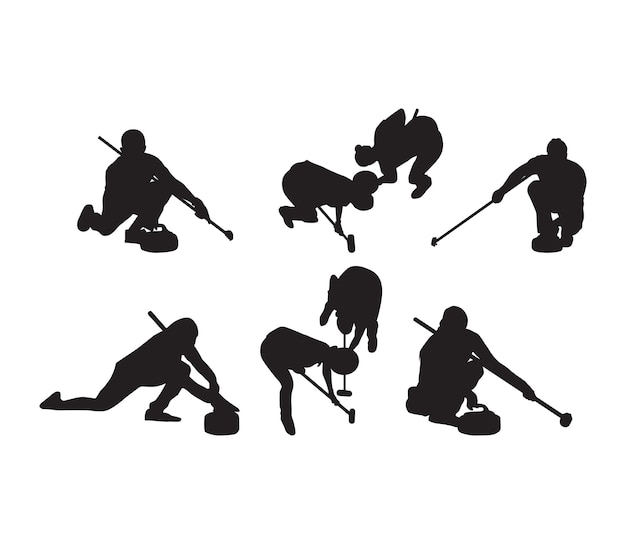 Vector black silhouettes of curlers