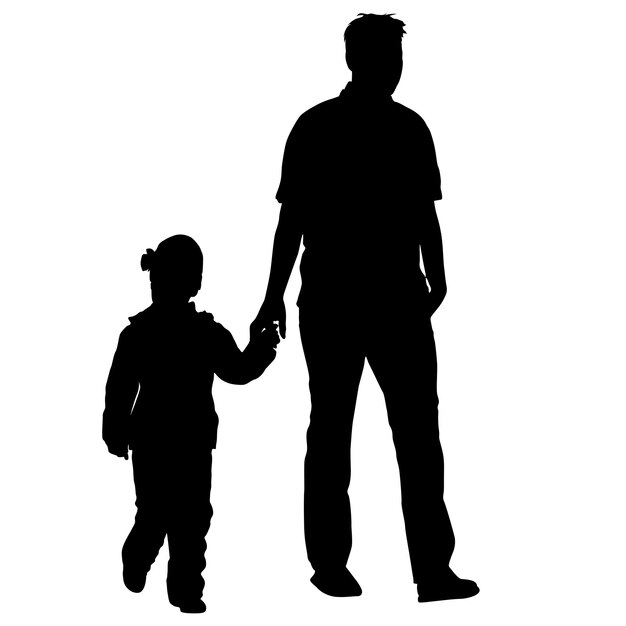 Vector black silhouettes family on white background vector illustration