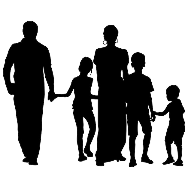 Black silhouettes Family on white background Vector illustration