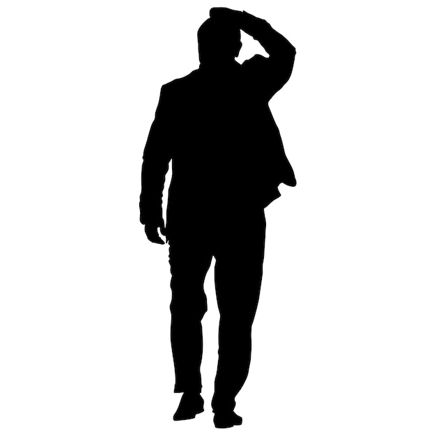 Vector black silhouettes man with arm raised vector illustration