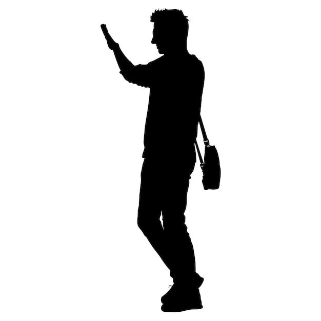 Black silhouettes man with arm raised Vector illustration