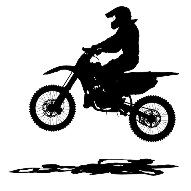 Black silhouettes Motocross rider on a motorcycle Vector illustrations