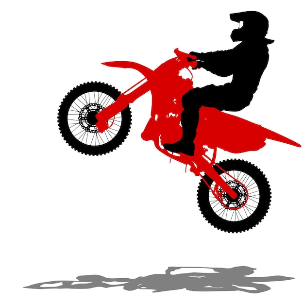 Black silhouettes motocross rider on a motorcycle vector illustrations