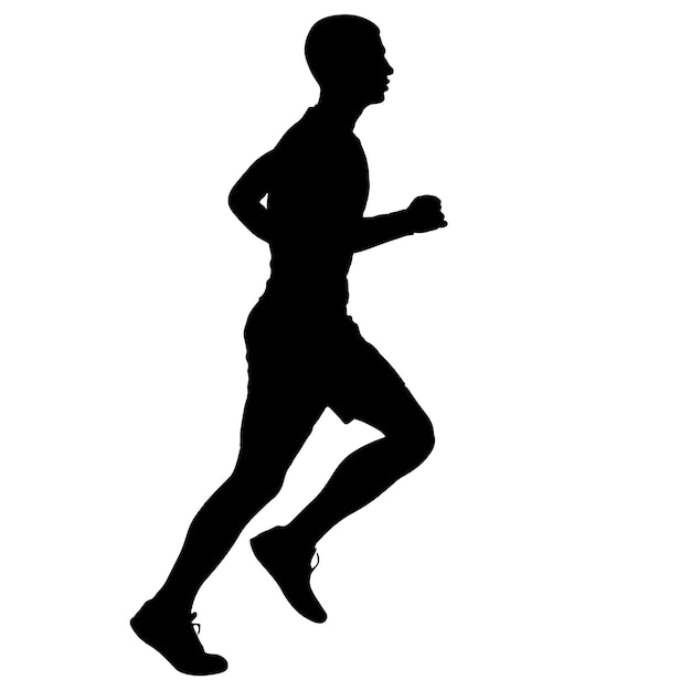 Black Silhouettes Runners sprint men on white background