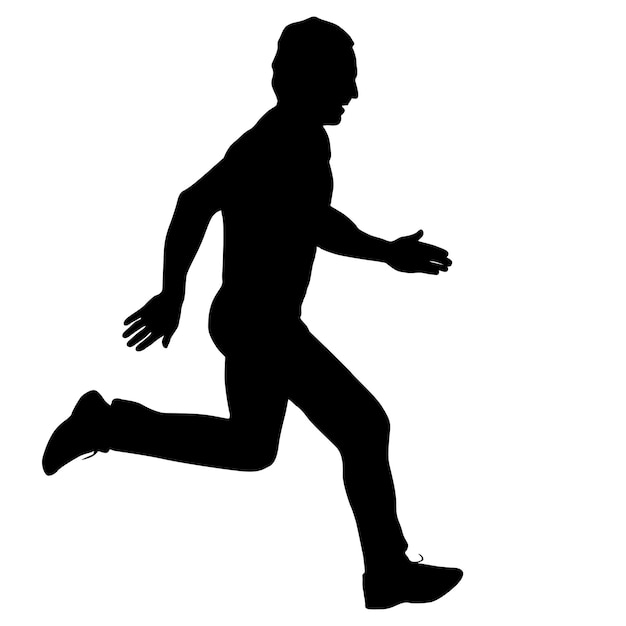 Black Silhouettes Runners sprint men on white background