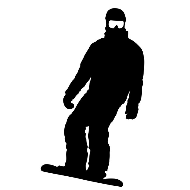 Vettore sagome nere snowboarder su sfondo bianco illustrazione vettoriale