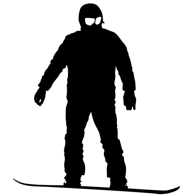 Vector black silhouettes snowboarders on white background vector illustration