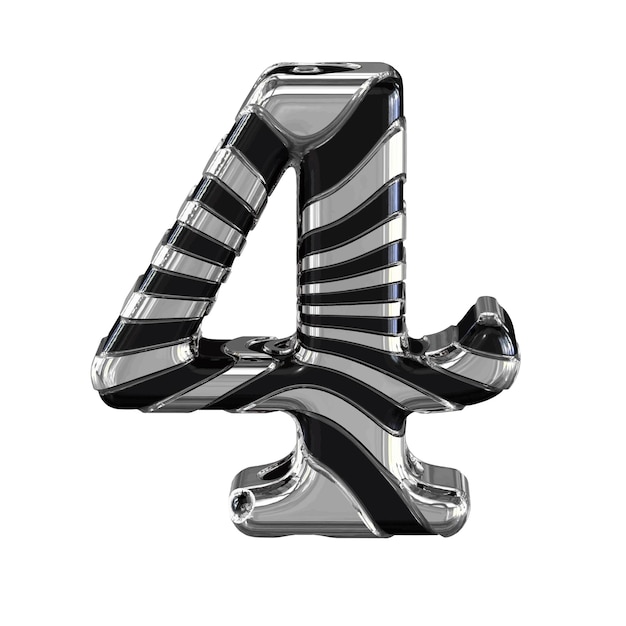 Black and silver 3d symbol letter 4