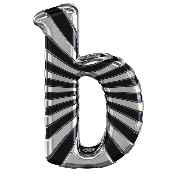 Vector black and silver 3d symbol letter b