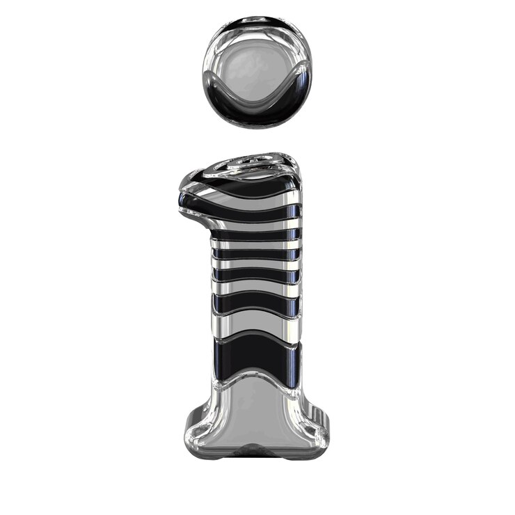 Vector black and silver 3d symbol letter i