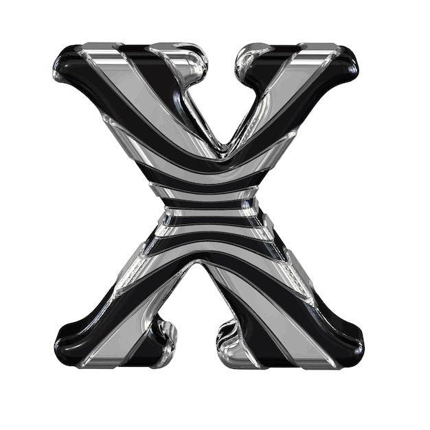 Vector black and silver 3d symbol letter x