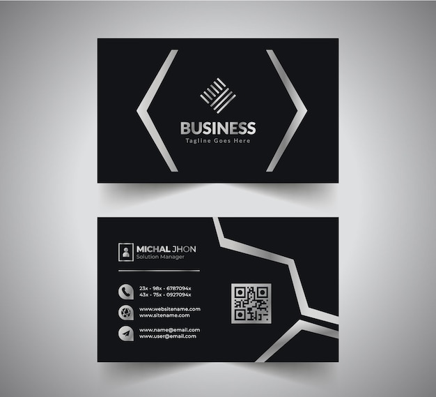 Vector black and silver corporate business card design template