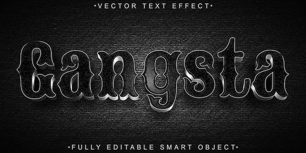 ベクトル ブラック シルバー ギャングスタ ベクトル完全に編集可能なスマート オブジェクト テキスト効果