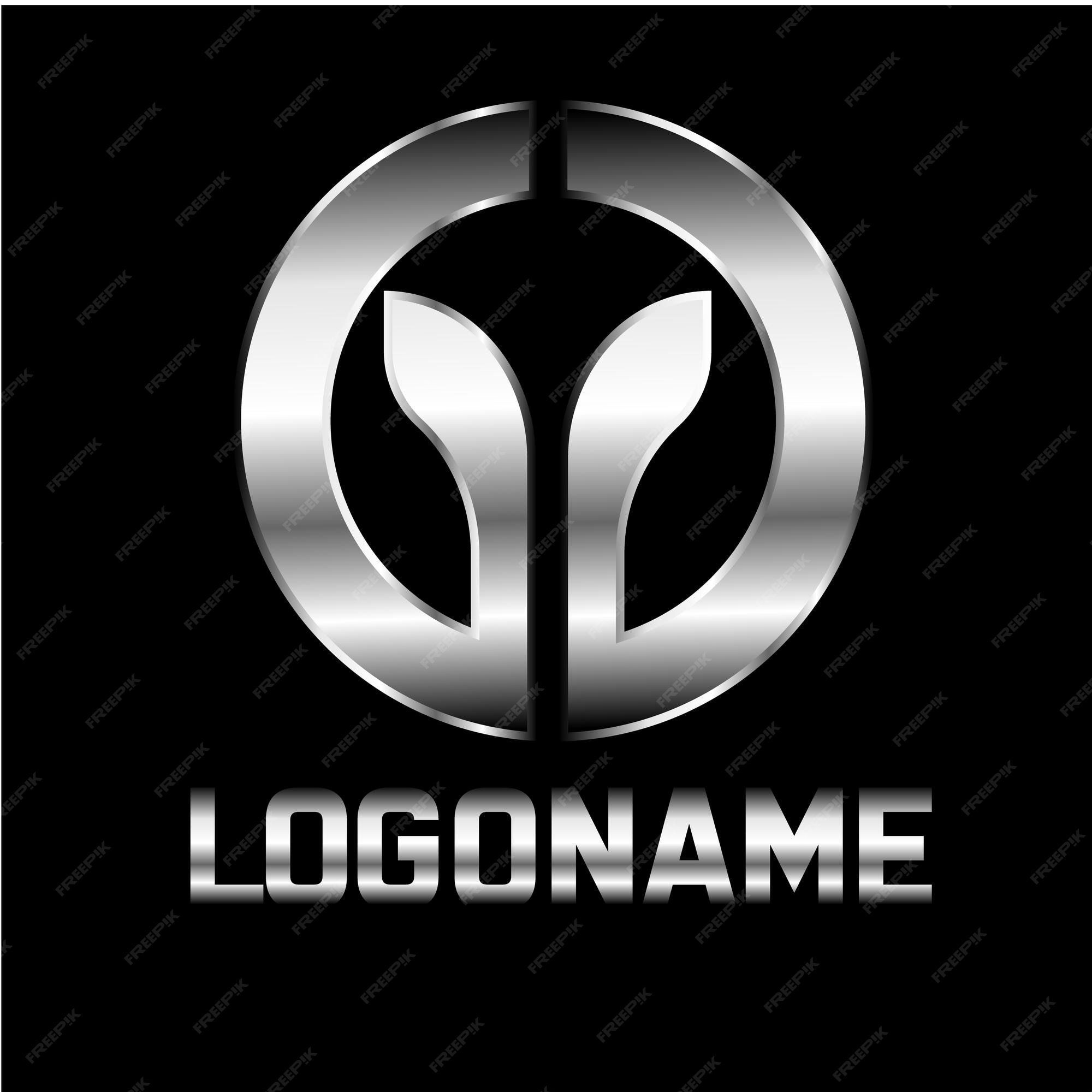 Premium Vector | A black and silver logo with a circular design that
