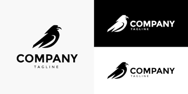 Vector black simple crow raven bird birds animal logo design vector voor brand business company