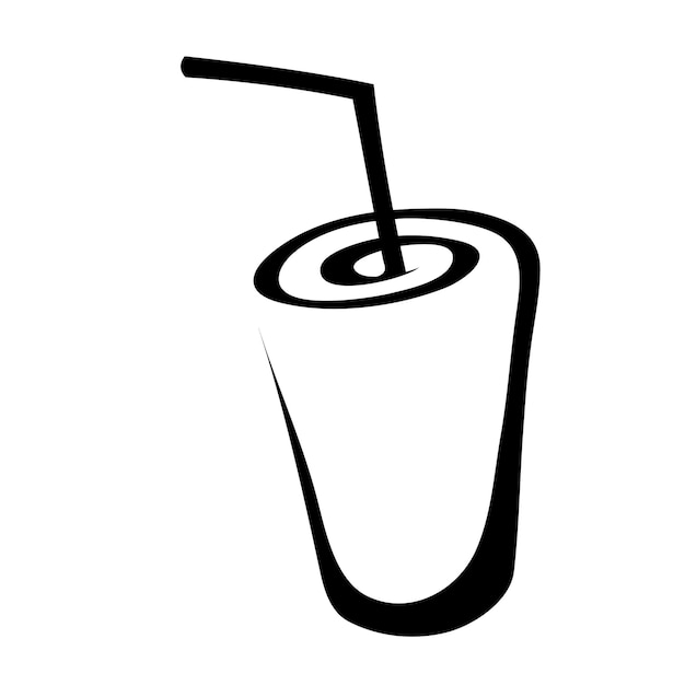 블랙 단순한 라인 아트 밀크 쉐이크 음료 아이콘