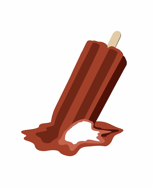 Black single melted popsicle on the floor Simple falling sweet design vector illustration isolated