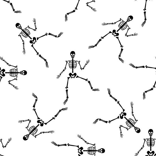 다양 한 포즈 패턴 할로윈 디자인에 검은 해골