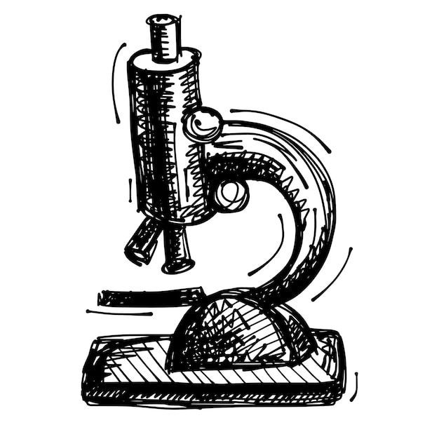 Black sketch drawing of microscope