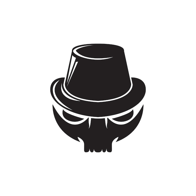 Black skull with magician hat logo design vector graphic symbol icon sign illustration creative idea