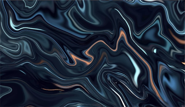 Vector black and sky blue color abstract liquid background with smooth and glossy wave